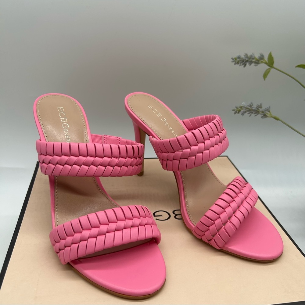 BCBGENERATION Women's Jendi stilettos Dress Sandals in bubblegum pink size 6.5M
